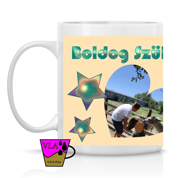 Névre szóló, fényképes szülinapi bögre - Stars